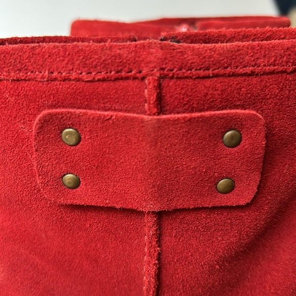 NWOT Skechers Red Suede Wedge Ankle Boots - Picture 8 of 10